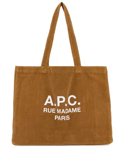 APC CORDUROY LOGO-PRINT TOTE BAG