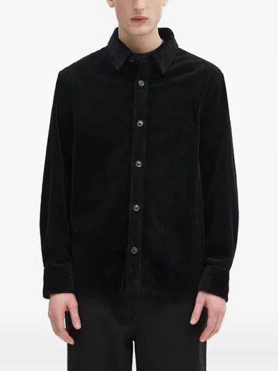 Apc Corduroy Long-sleeve Shirt In Black