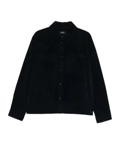 A.p.c. Corduroy Pocket Shirt In Blue