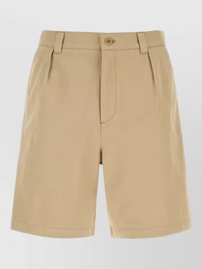 A.p.c. Cotton Bermuda Shorts Belt Loops Back Pockets In Neutral