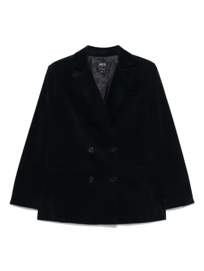 Apc A.p.c. Cotton Blazer In Blue