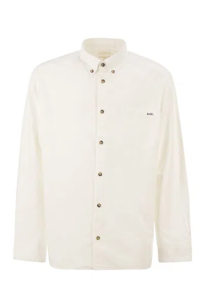 A.p.c. Classic Button-down Shirt With Subtle Logo Detail In Multi