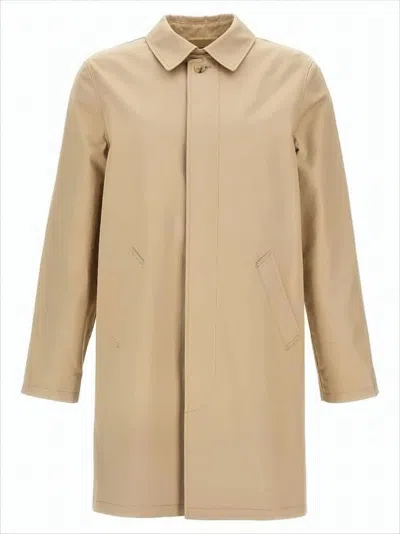 Apc Cotton Coat With Minimalist Design In Brown