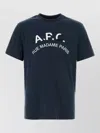 A.p.c. Cotton Crew Neck Short Sleeve T-shirt In Blue