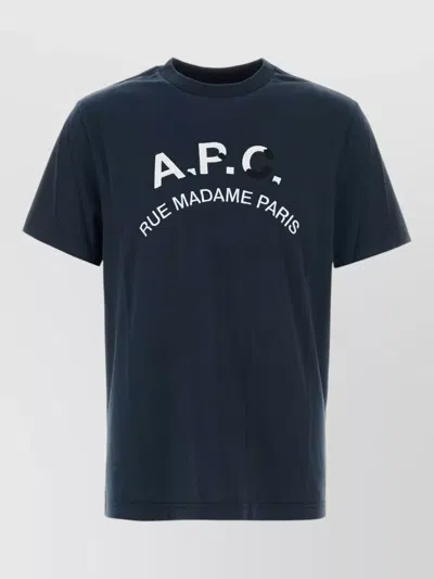 A.p.c. Cotton Crew Neck Short Sleeve T-shirt In Blue