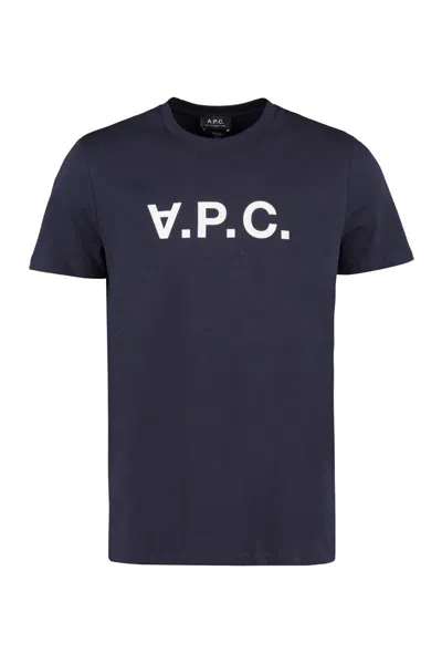 Apc A.p.c. Cotton Crew-neck T-shirt In Blue
