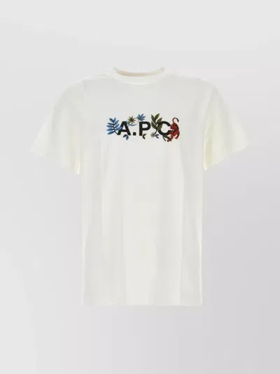 Apc Cotton Crew Neck T-shirt With Graphic Print In White
