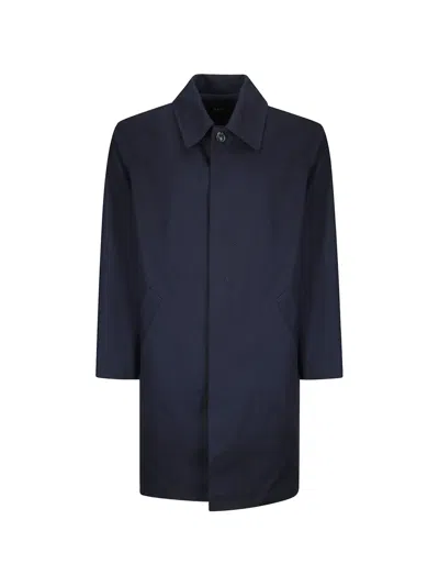 A.p.c. Cotton Gabardine Mac In Blue