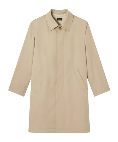 A.p.c. Cotton Gabardine Trench Coat In Light Brown