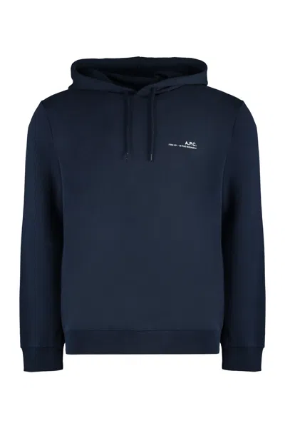Apc Cotton Hoodie In Blue