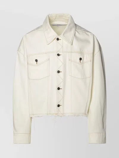 Apc Cotton Jacket With Chest Pockets And Raw Hem In White