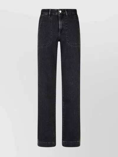 Apc Cotton Jeans High-waisted Wide Leg In Burgundy