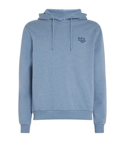 Apc Cotton Logo Hoodie In Blue