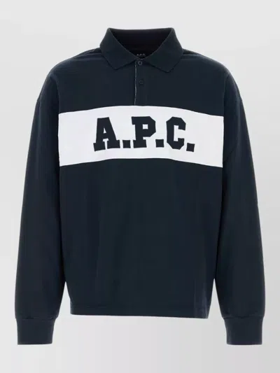 A.p.c. Alexis Logo-embroidered Cotton-jersey Polo Shirt In Blue