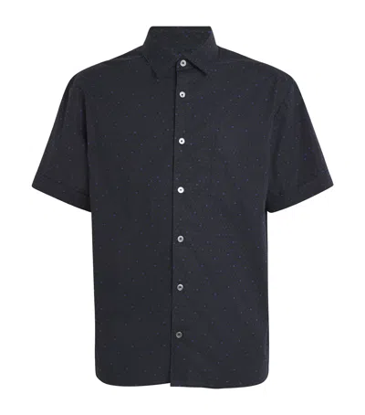 Apc Cotton Polka-dot Shirt In Navy