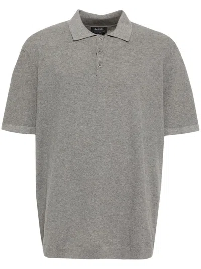 Apc Cotton Polo Shirt In Plb Heathered Light