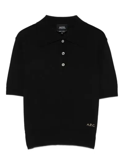 Apc A.p.c. Cotton Polo Shirt With Jacquard Logo Clothing In Black