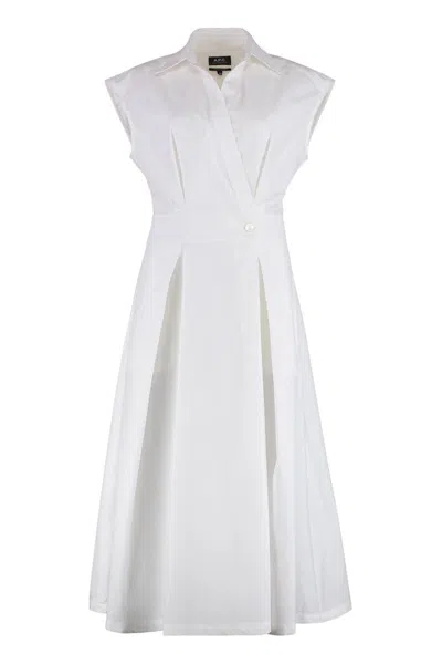 Apc A.p.c. Cotton Poplin Shirtdress In White