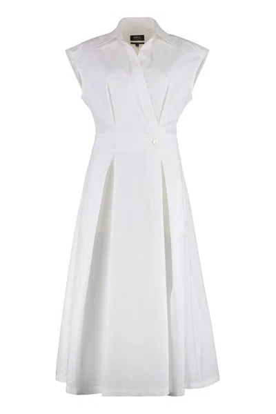 Apc A.p.c. Cotton Poplin Shirtdress In White