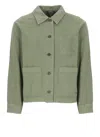 Apc A.p.c. Textured Cotton Shirt With Classic Collar In Green