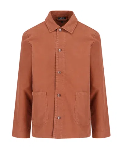Apc Cotton Shirt Jacket In Brown