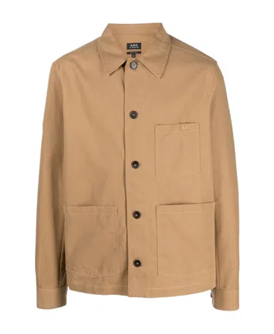Apc Cotton Shirt Jacket In Nude