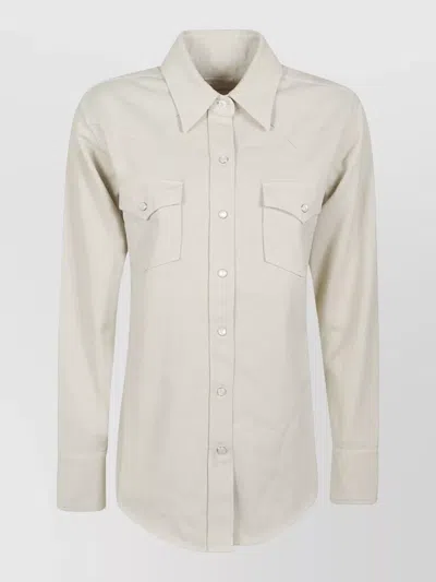 Apc Cotton Shirt Long Sleeves Collared Neck Pockets In Neutral