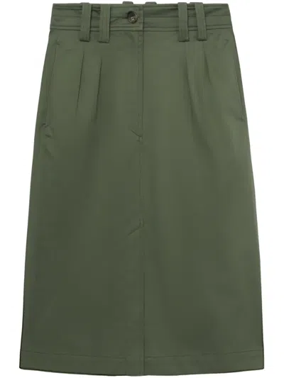 Apc Cotton Straight Skirt In Green