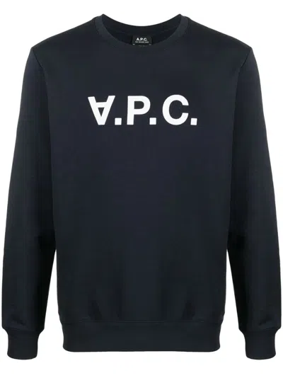 Apc Cotton Sweatshirt With Bold Logo Design For Men In Black