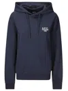 Apc A.p.c. Cotton Sweatshirt With Hood And Front Logo In Blue