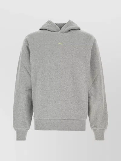 Apc Cotton Sweatshirt With Hood And Ribbed Finish In Gray