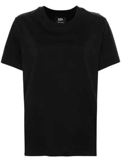 Apc Logo-embroidered T-shirt In Black