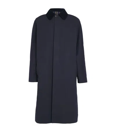 Apc Cotton Tartan Lining Overcoat In Blue