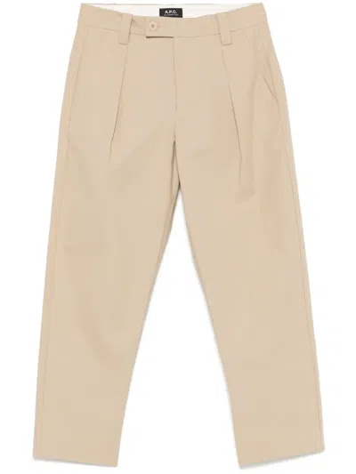 Apc Cotton Trousers In Neutrals