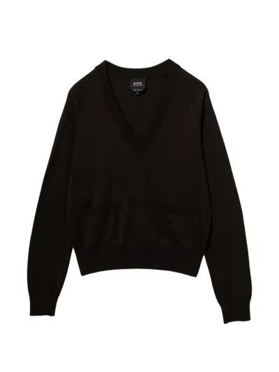 A.p.c. Cotton V-neck Sweater In Multi