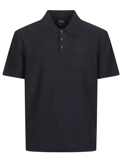 A.p.c. Cotton-cashmere Short Sleeve Polo Sweater In Black