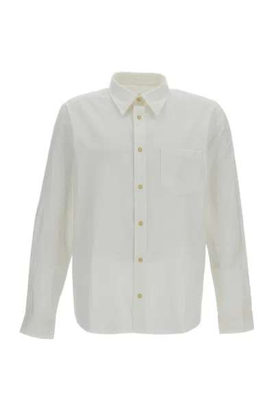 A.p.c. Cotton-linen Blend Shirt With Pointed Collar In White