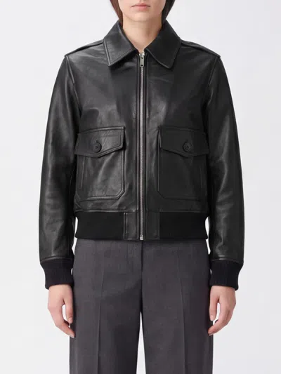 A.p.c. Cowhide Leather Bomber Jacket With Classic Collar And Zip Closure In Multi