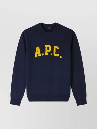 Apc Cozy Crew Neck Sweater Unisex Model In Blue