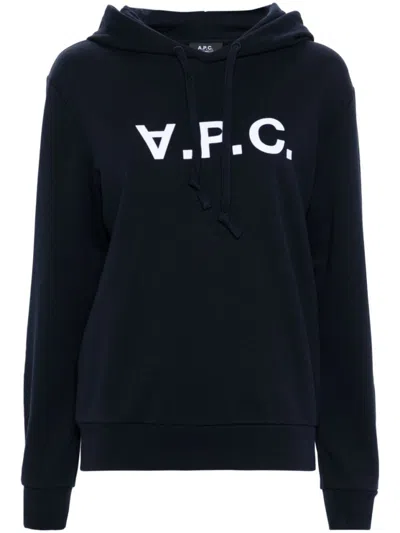 A.p.c. Organic Cotton Sweatshirt With Iconic Logo Design In Blue