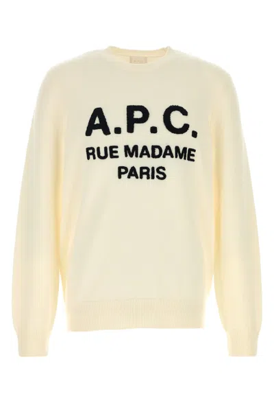 A.p.c. Cream Wool Maurice Sweater In Yellow