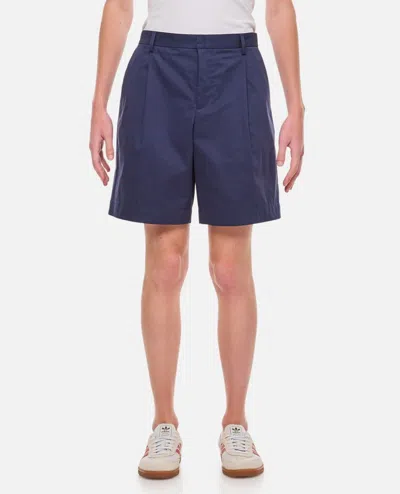 Apc Crew Cotton Shorts In Blue
