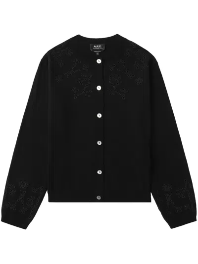 Apc Crew Neck Cardigan In Black