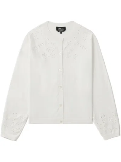 A.p.c. Crew Neck Cardigan In White