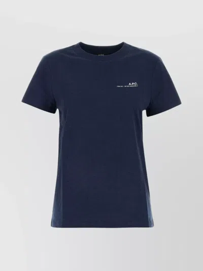 Apc A.p.c. Logo Printed Crewneck T In Blue