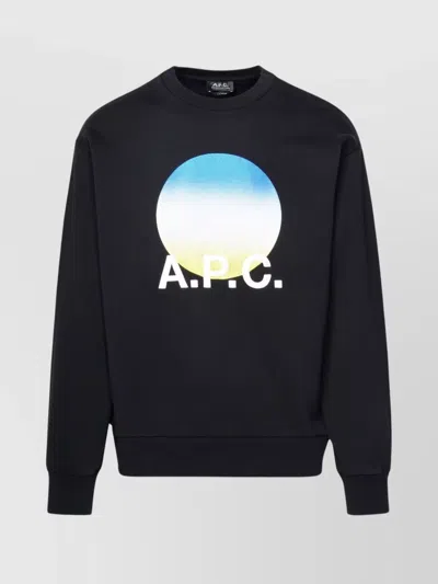 Apc Crew Neck Graphic Print Sweater In Black