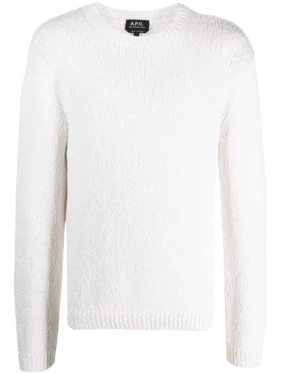 Apc Crew-neck Knitted Jumper In White