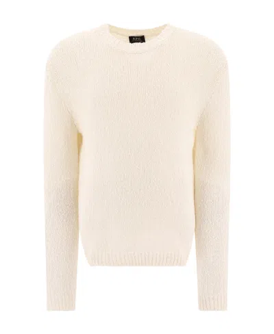 Apc Gaston Long-sleeved Crewneck Sweater In Aac Off White