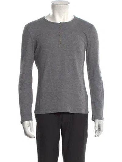 Pre-owned A.p.c. Crew Neck Long Sleeve Henley In Gray