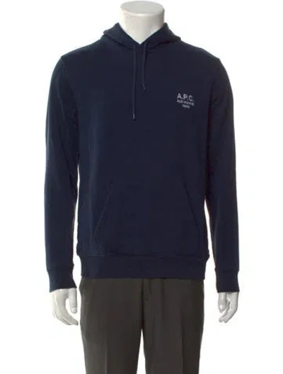Pre-owned A.p.c. Crew Neck Long Sleeve Hoodie In Blue